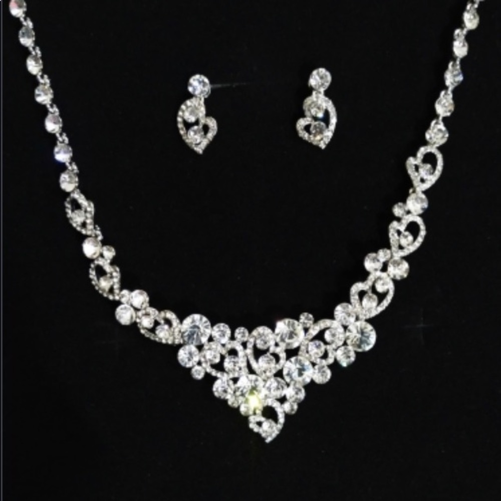 Silver bridal jewelry set